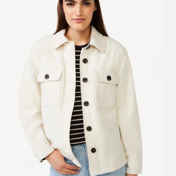 Free Assembly NWOT Shacket Size M Brown Button Down. Cream Color - Picture 7 of 7